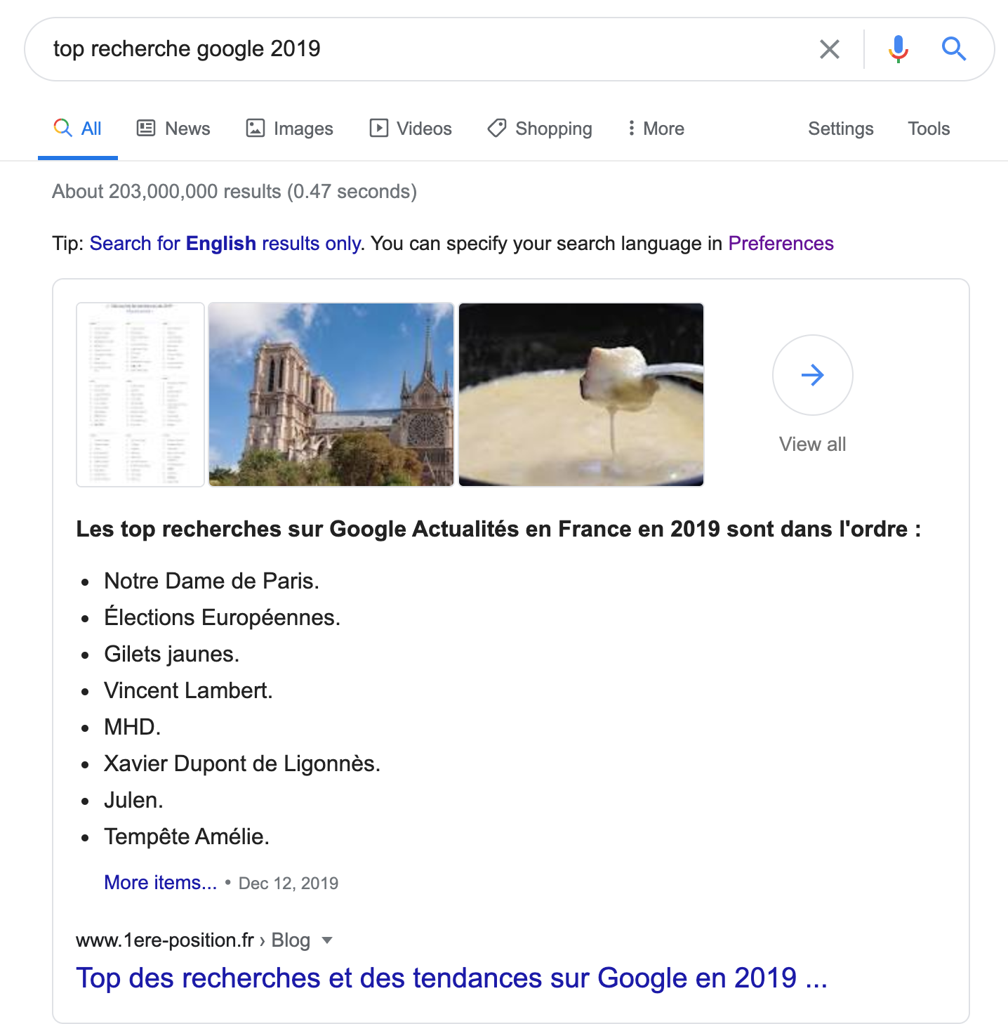 SERP google 2019