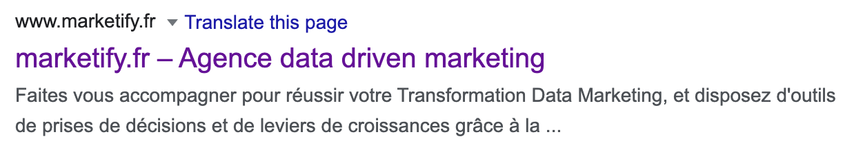 marketify SERP résultat